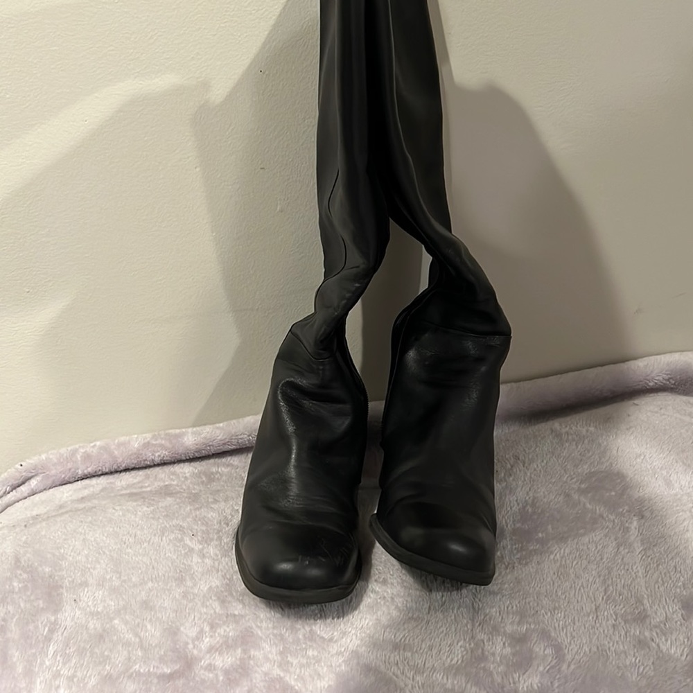 Black leather boots